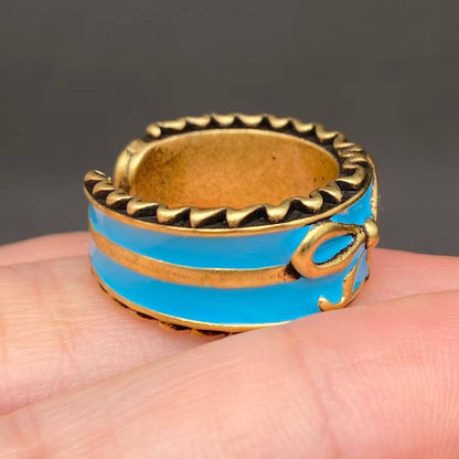 Enamel Bow Bronze Ring