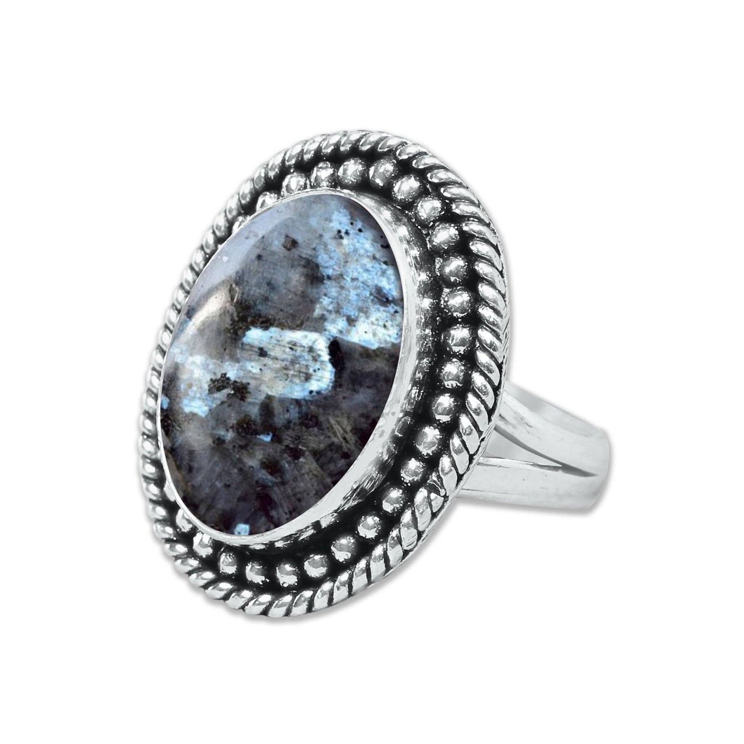 Larvikite Rings ☆ Norwegian Moonstone ☆ Handmade, Silver-Plated