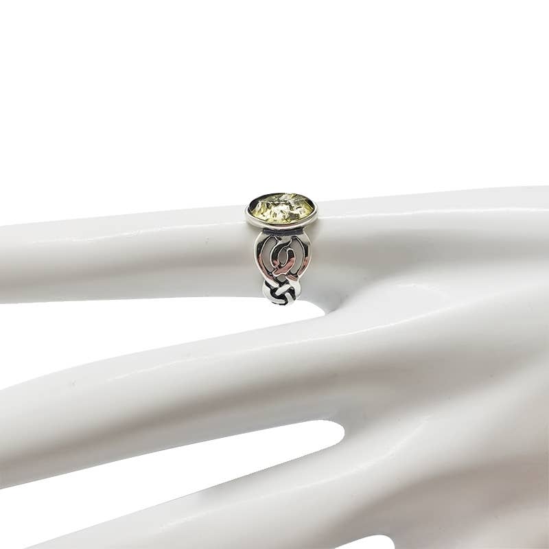 Citrine Amber Sterling Silver Celtic Ring