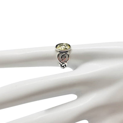Citrine Amber Sterling Silver Celtic Ring