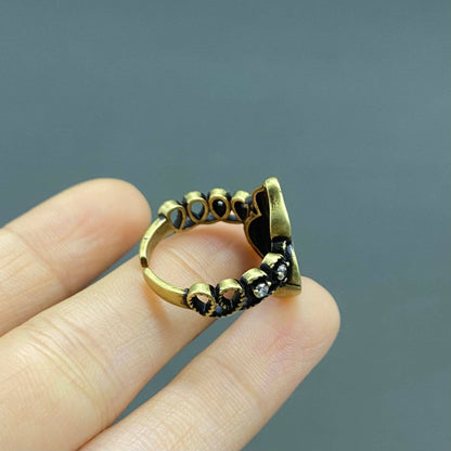 Enamel Ginko Bronze Adjustable Ring