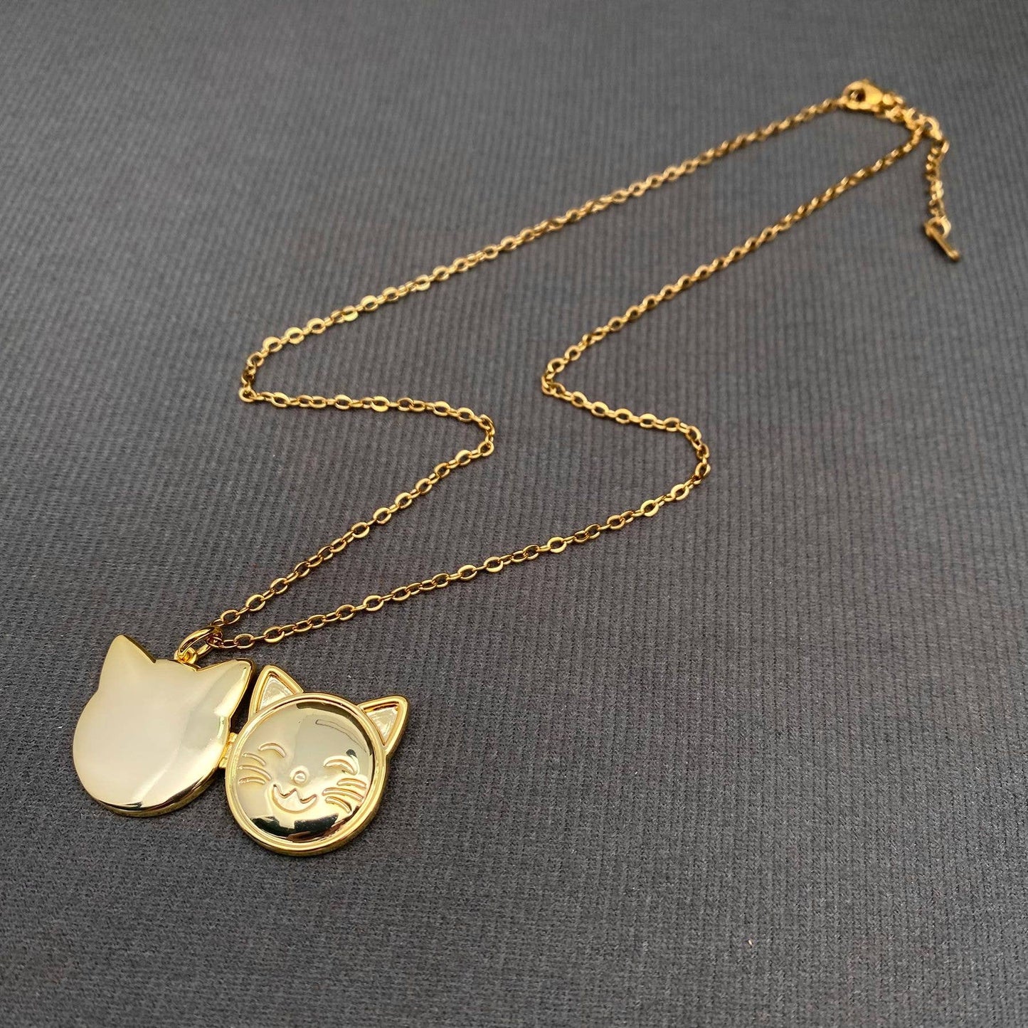 Cat Locket Charm Necklace
