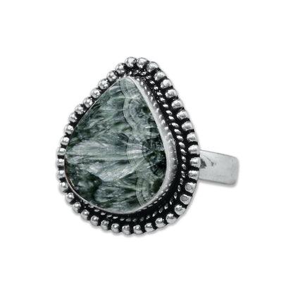 Seraphinite Rings – Handmade, Silver-Plated ☆ Angelic Green Gemstone