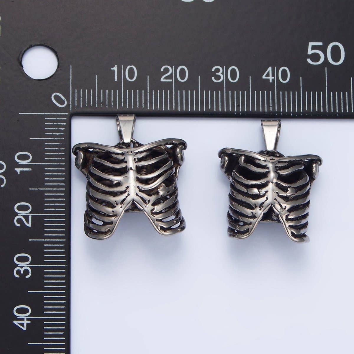Stainless Steel Human Anatomy Rib Cage Pendant on Chain
