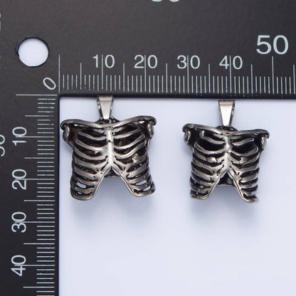 Stainless Steel Human Anatomy Rib Cage Pendant on Chain