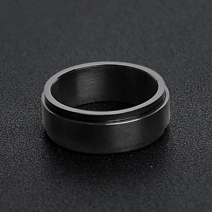 Black Enamel Stainless Steel Spinner Ring