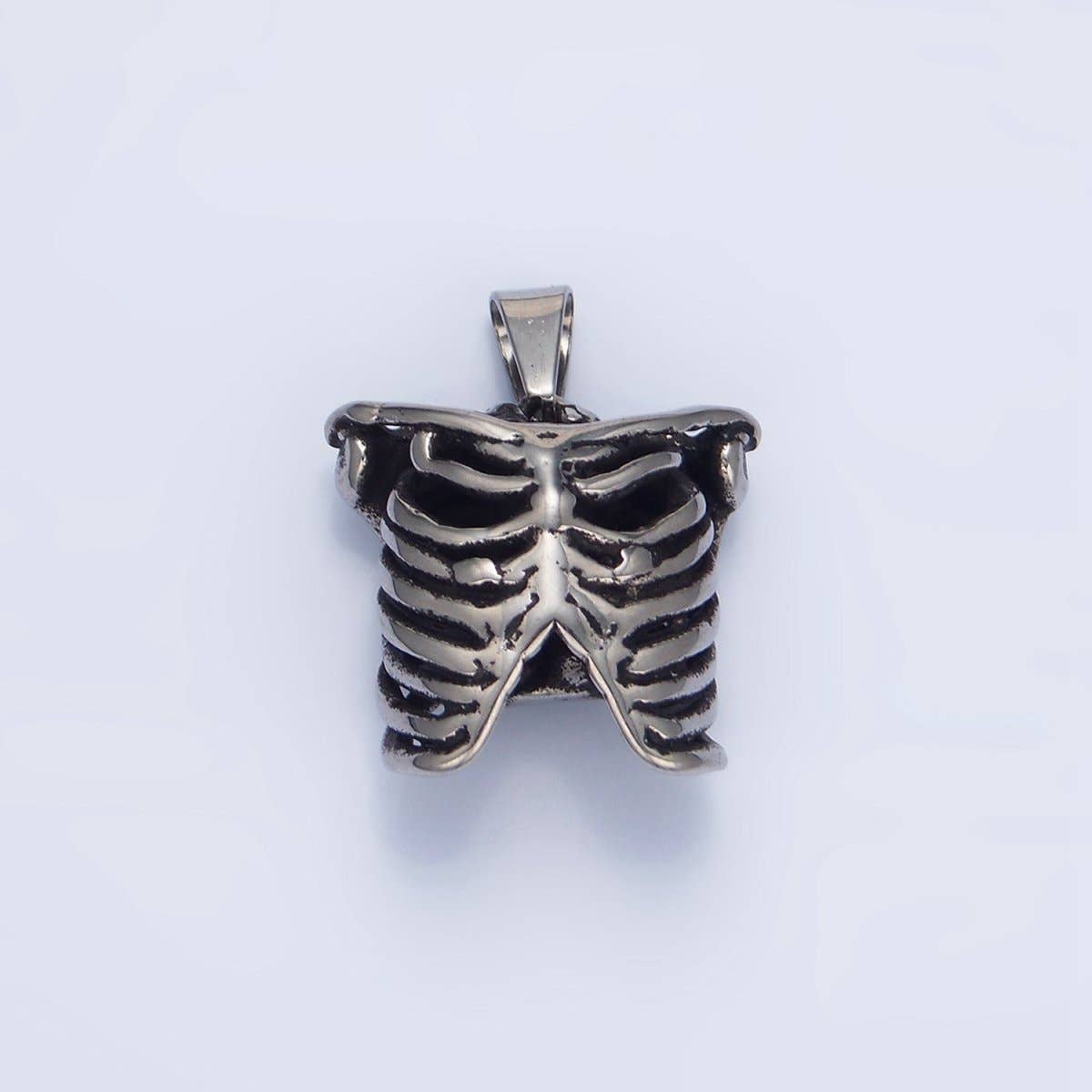 Stainless Steel Human Anatomy Rib Cage Pendant on Chain