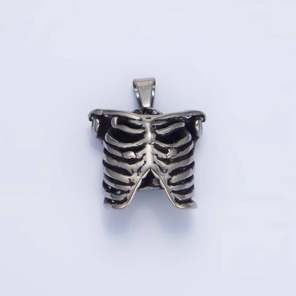 Stainless Steel Human Anatomy Rib Cage Pendant on Chain