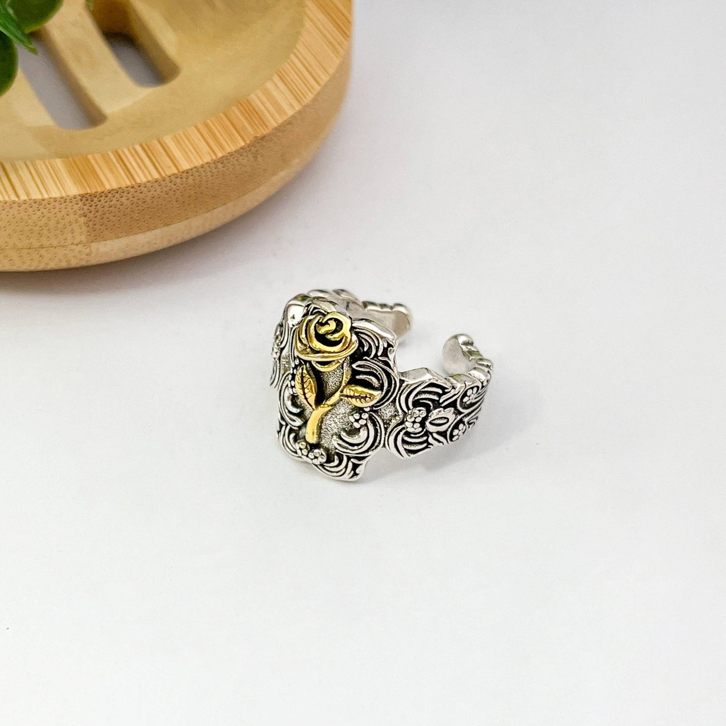 Vintage Rose Hip-Hop Adjustable Open Ring