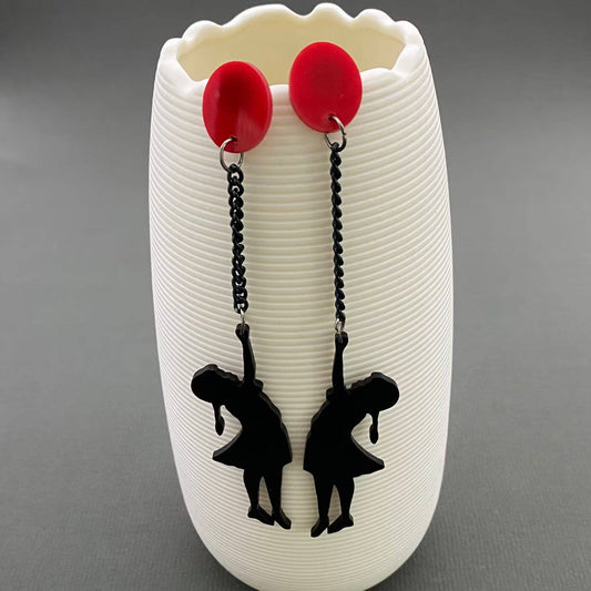 Banksy-Style ☆Girl Holding A Balloon Acrylic Dangle Earrings