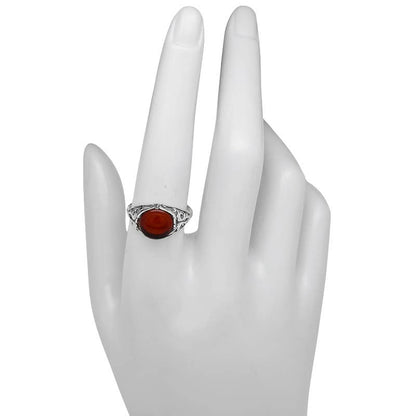 Cherry Amber Sterling Silver Ring