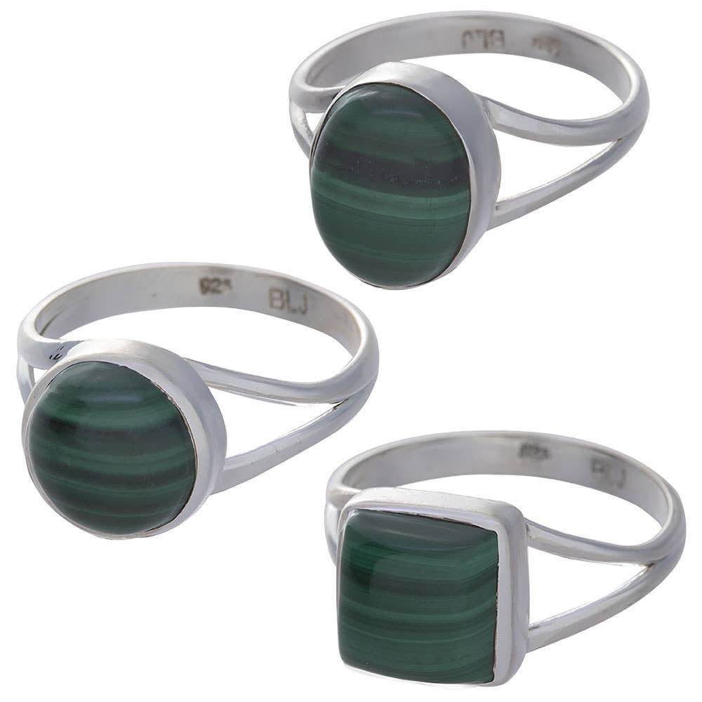 Malachite Cabochon Split Shank Ring  ☆ 9