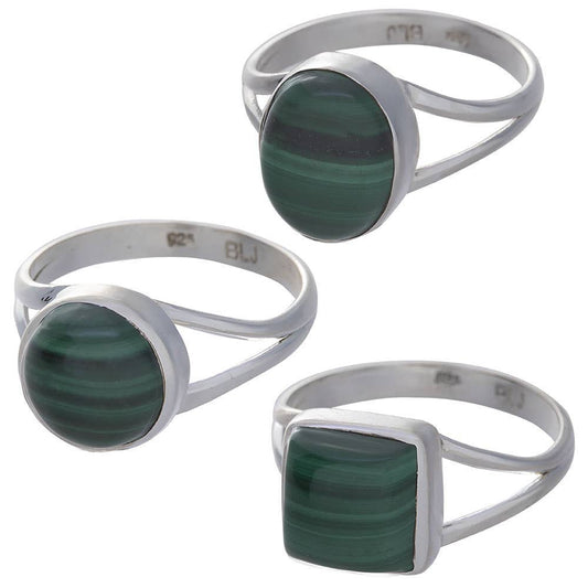 Malachite Cabochon Split Shank Ring  ☆ 9