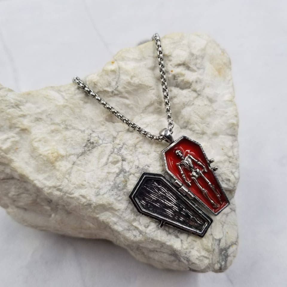 Opening Coffin With Skeleton Necklace
