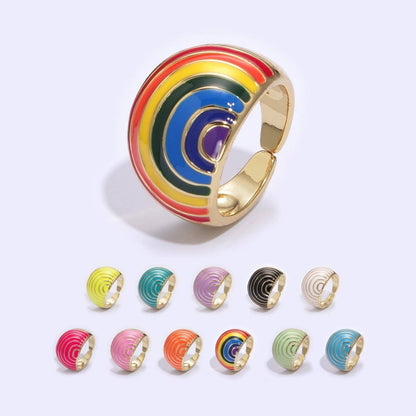 🌈 PRIDE Enamel Rainbow Dome Ring