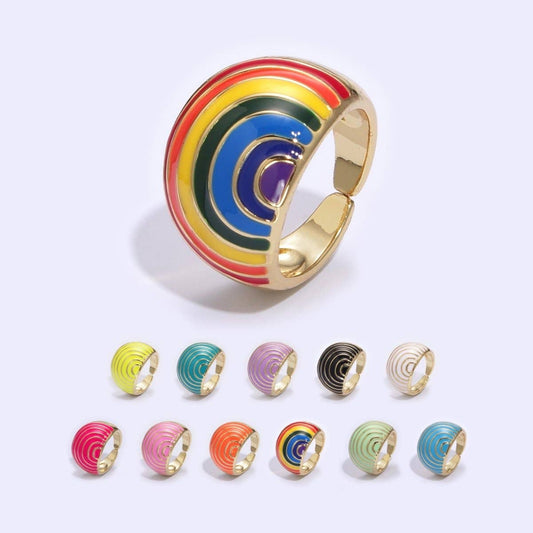🌈 PRIDE Enamel Rainbow Dome Ring