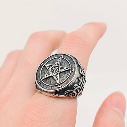 Baphomet Pentagram Stainless Steel Ring