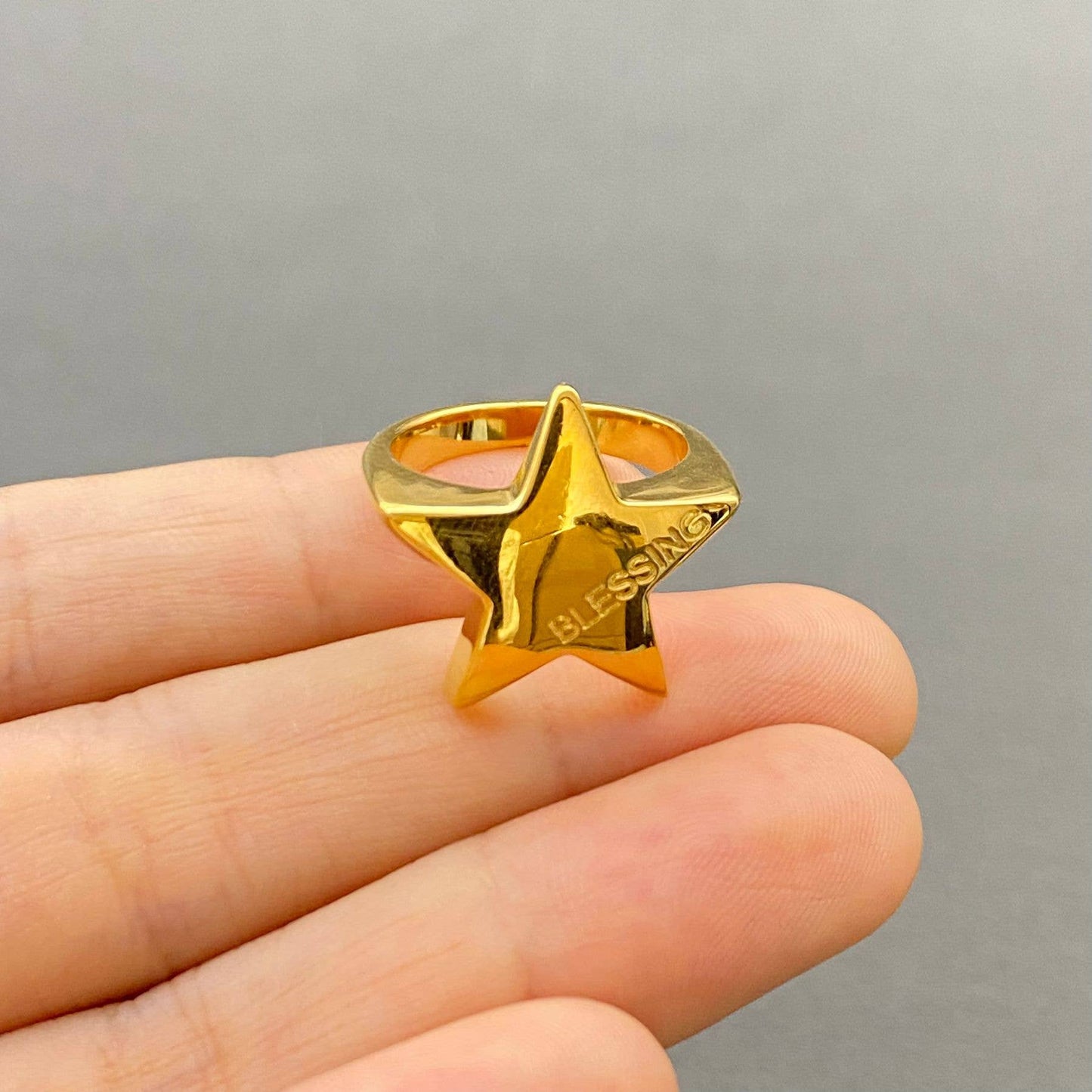BLESSING Star 18K Gold Plated Stainless Steel Ring