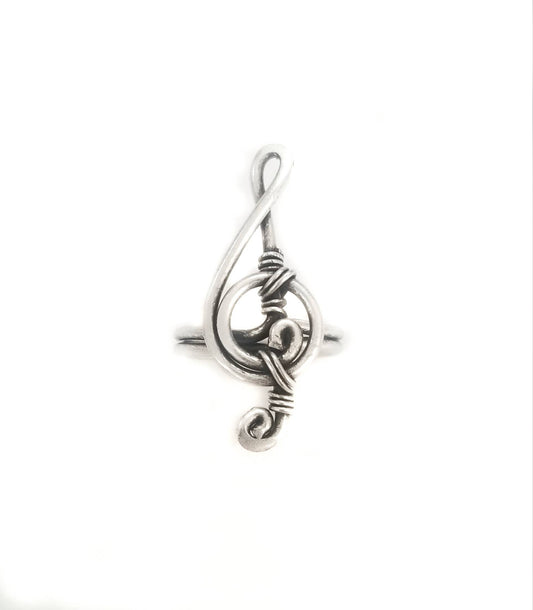 Handmade Treble Clef Wire Ring - Hypoallergenic