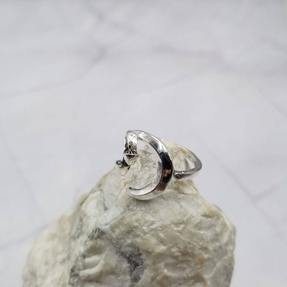 Moon and Mushroom Adjustable Ring