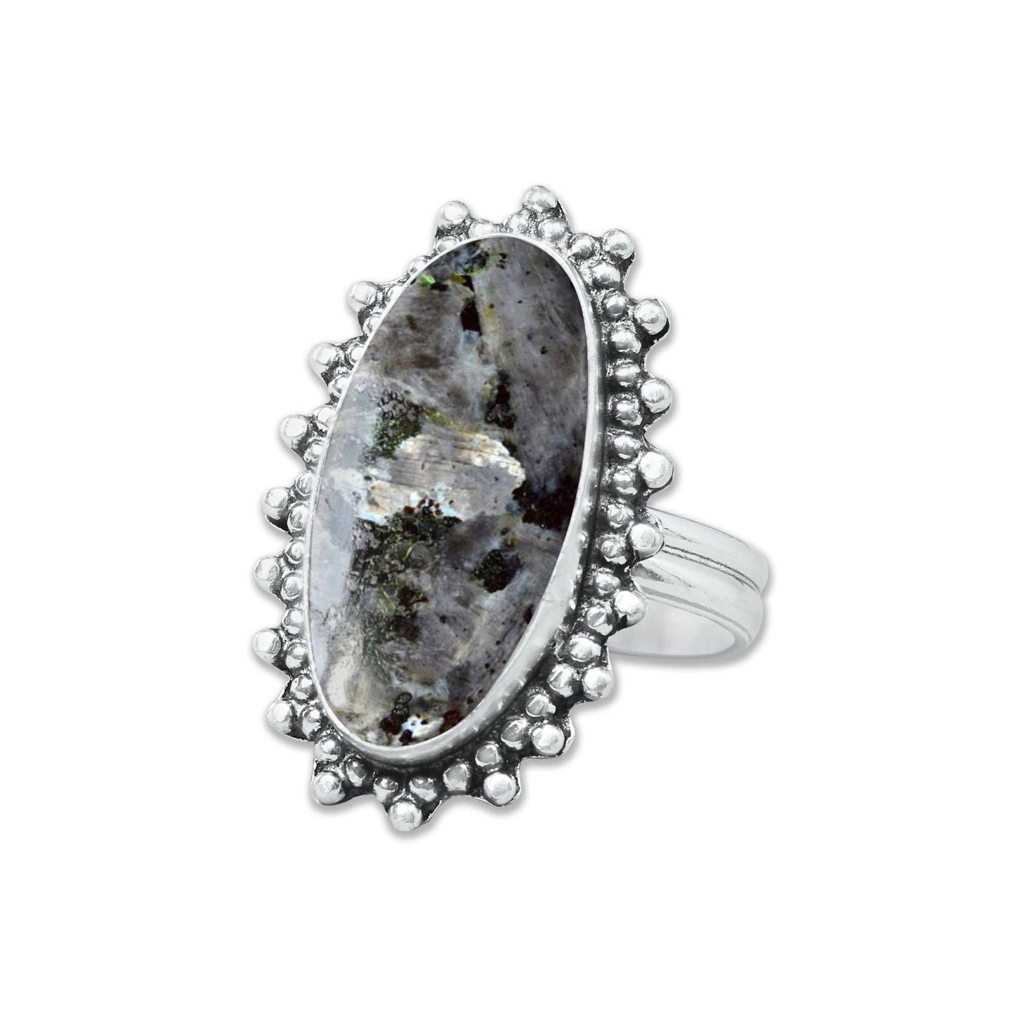 Larvikite Rings ☆ Norwegian Moonstone ☆ Handmade, Silver-Plated