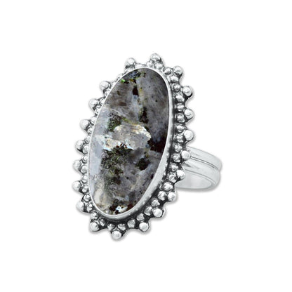 Larvikite Rings ☆ Norwegian Moonstone ☆ Handmade, Silver-Plated