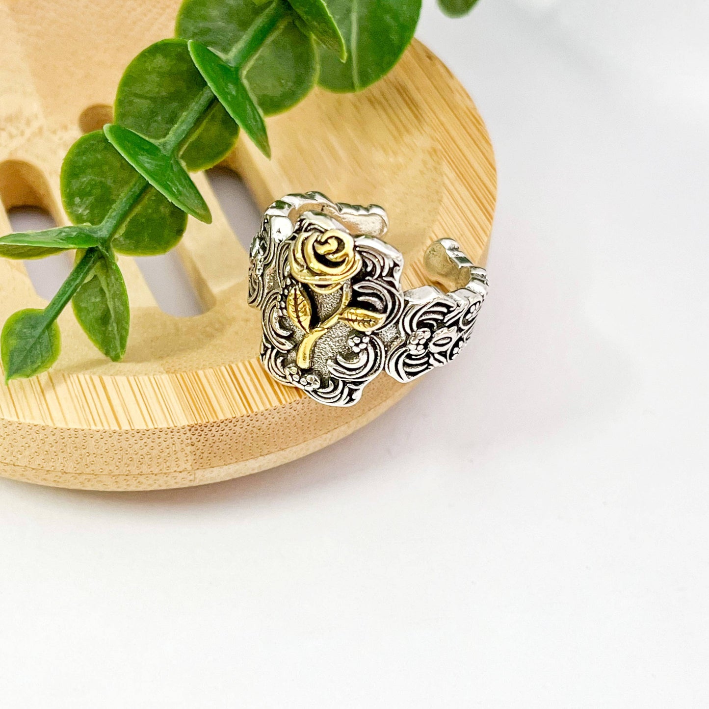 Vintage Rose Hip-Hop Adjustable Open Ring