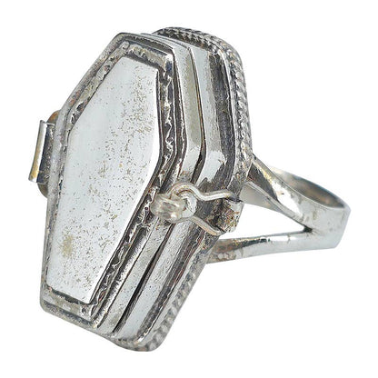 Coffin Locket/Poison Sterling Silver Ring