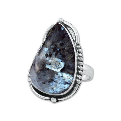 Larvikite Rings ☆ Norwegian Moonstone ☆ Handmade, Silver-Plated