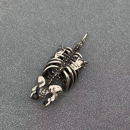 Gothic Ribcage Skeleton Charm with Chain