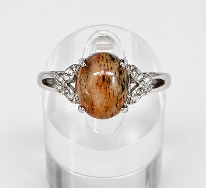 Natural Black Moonstone Stainless Steel Rings