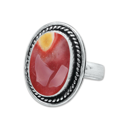 Mookaite Jasper Rings – Handmade, Silver-Plated ☆ Bold Earth Tones