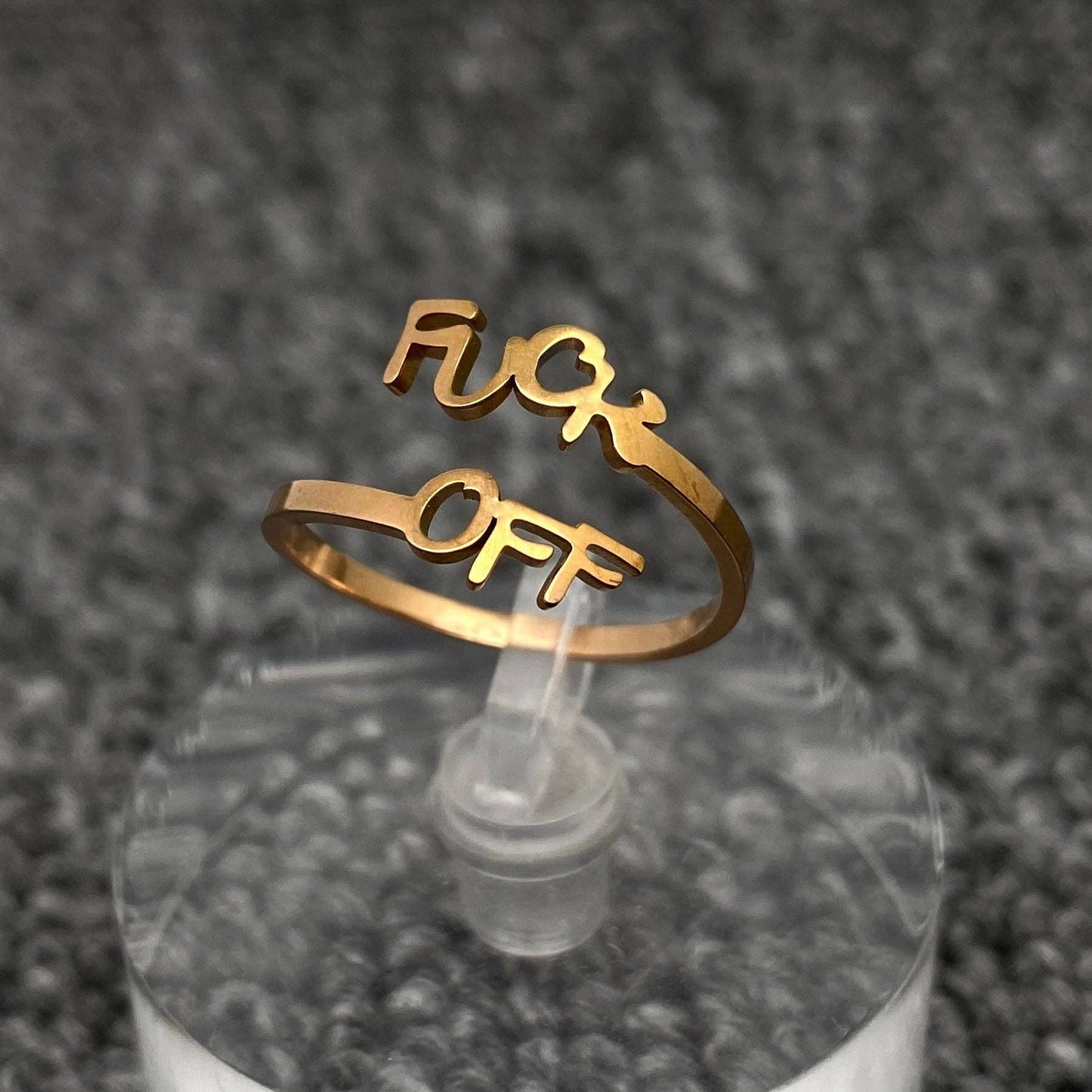 'Fuck Off' 🖕Gold-Plated Stainless steel Adjustable Ring