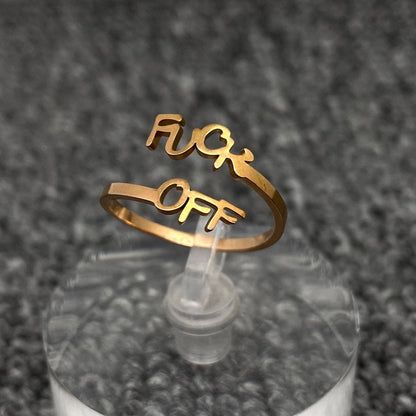 'Fuck Off' 🖕Gold-Plated Stainless steel Adjustable Ring