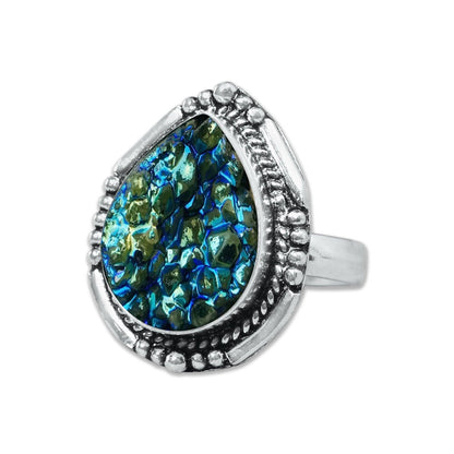 Titanium Druzy Rings – Handmade & Silver-Plated ☆ Sizes 6-10