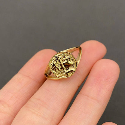 Portrait Signet 18K Golden Stainless Steel Ring