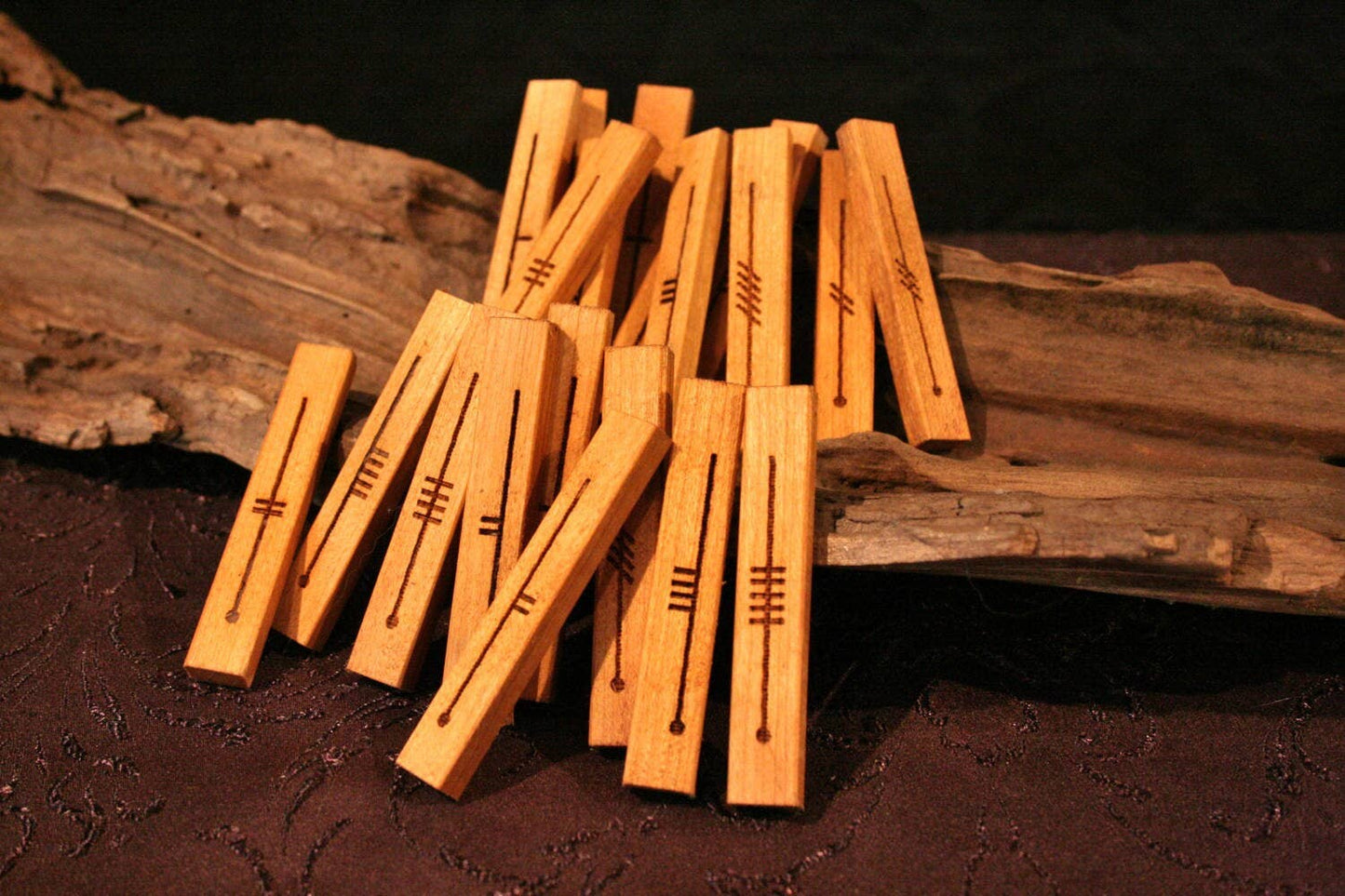 Cherry Celtic Ogham Staves- Engraved Wood