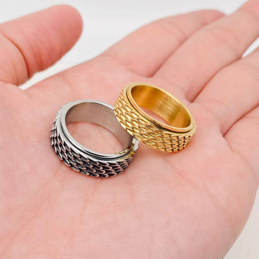 Dragon Scale Rotatable Stainless Steel Fidget Ring