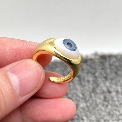 Brown Evil Eye 👁 Gold Plated Ring
