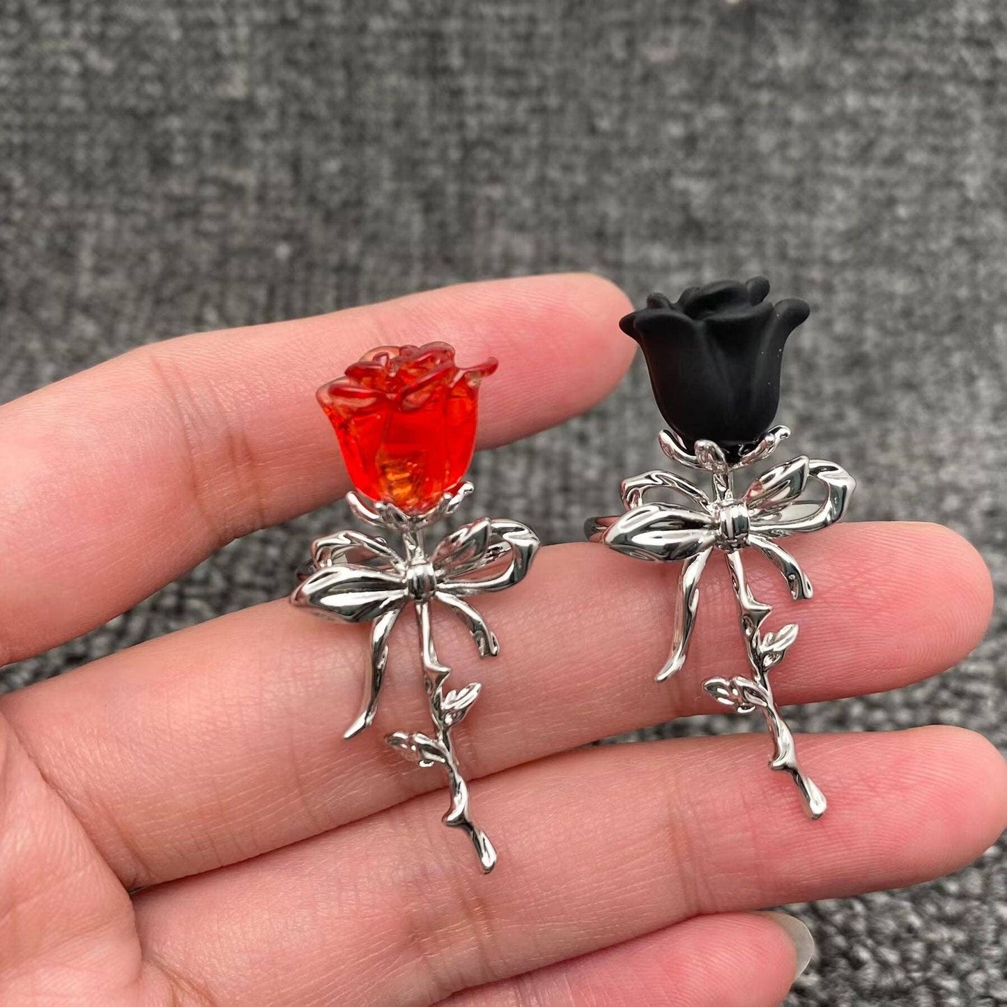 Gothic Rose Ring - Black or Red