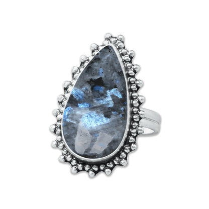 Larvikite Rings ☆ Norwegian Moonstone ☆ Handmade, Silver-Plated