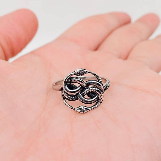 Double Snake Entanglement Stainless Steel Ring