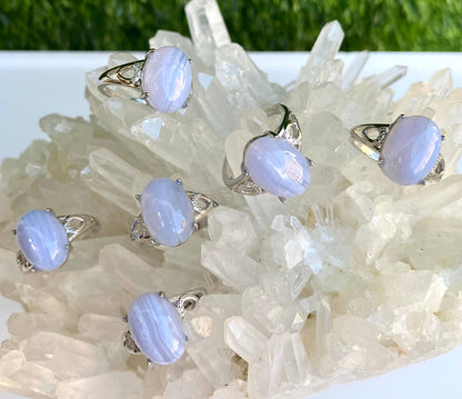 Natural Blue Lace White Bronze rings