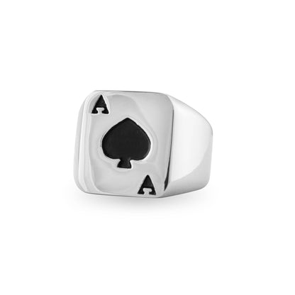 Black Ace Of Spades Signet Ring ☆ Stainless Steel