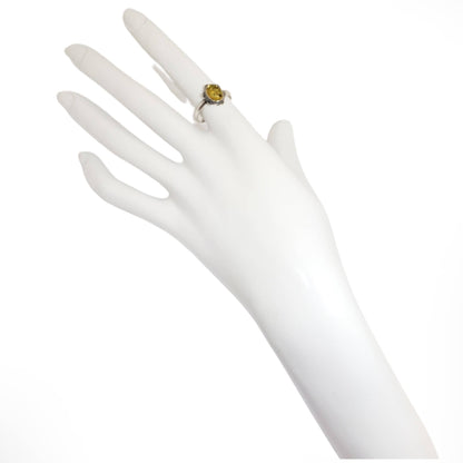 Citrine Amber Sterling Silver Flower Ring