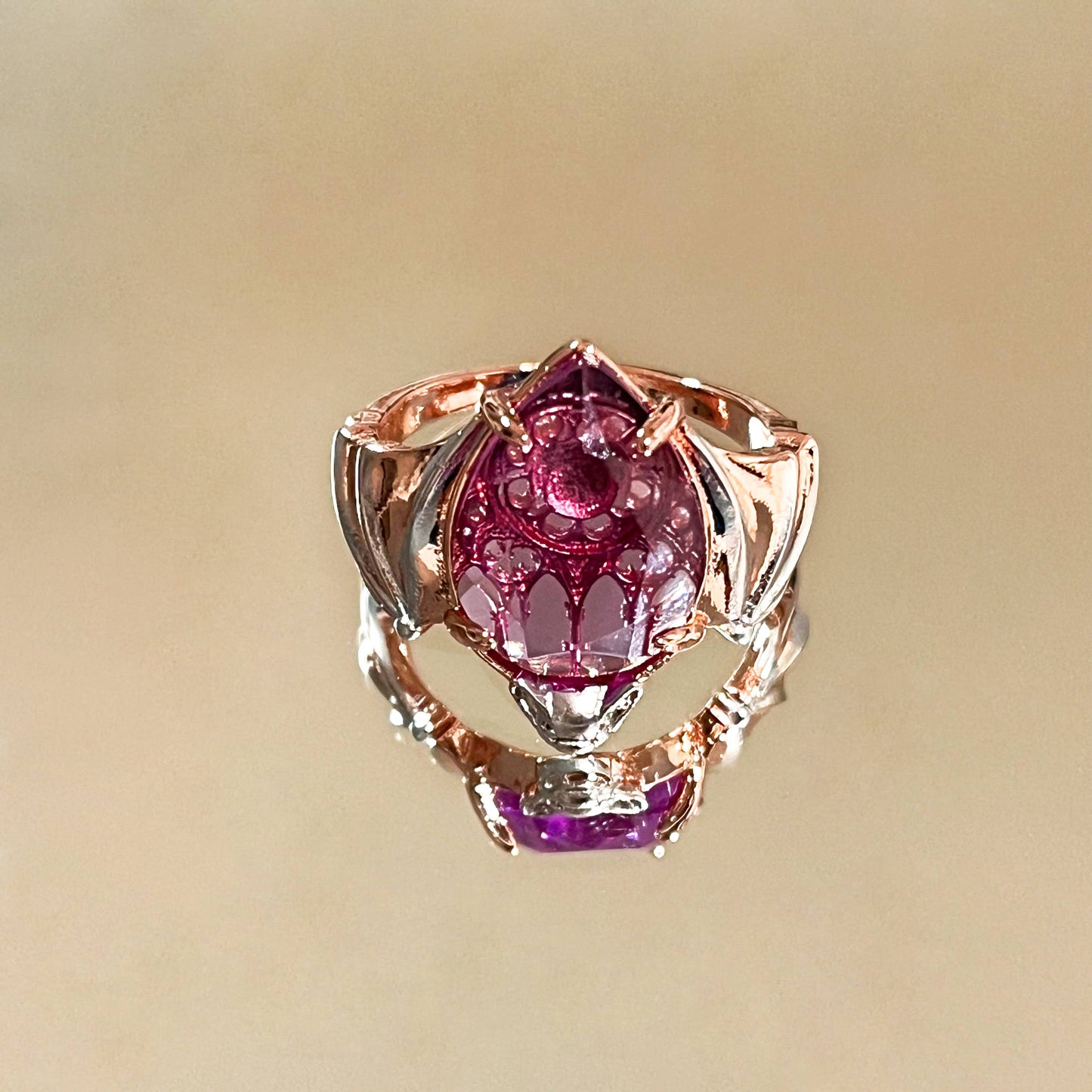 Creative Bat Ring with Purple Diamond, Fashion Statement Jew