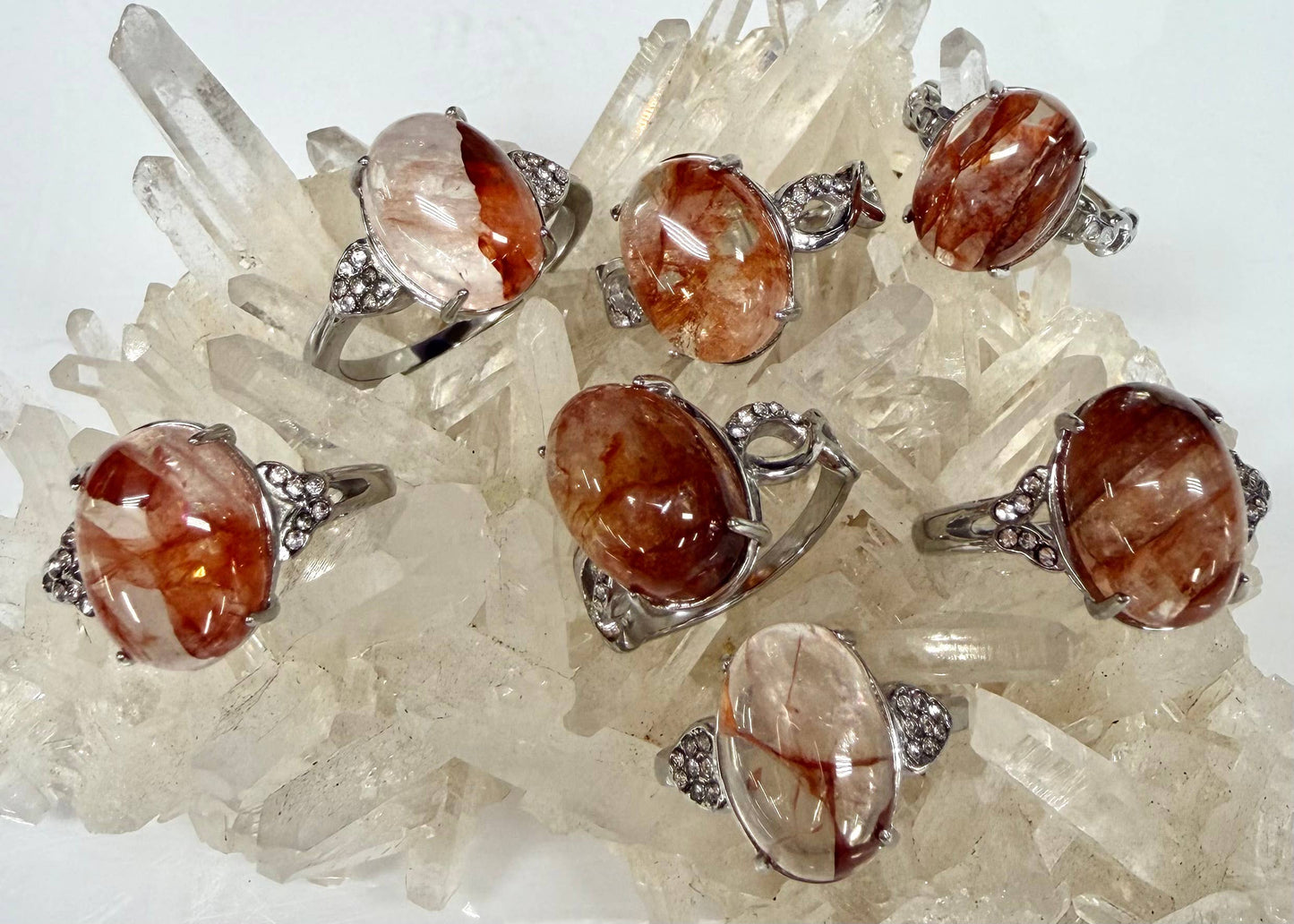 Natural Fire Quartz ☆Hematoid☆ Stainless Steel Ring