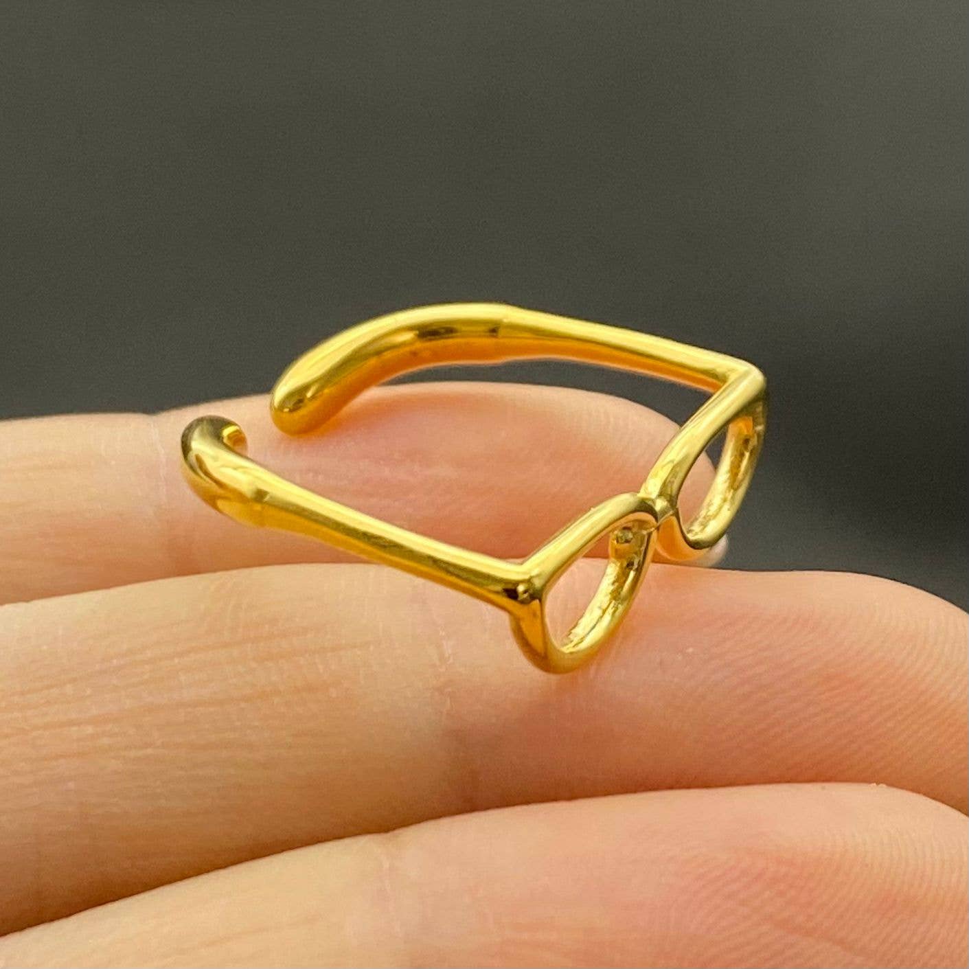 18K Gold Plated Glasses Ring