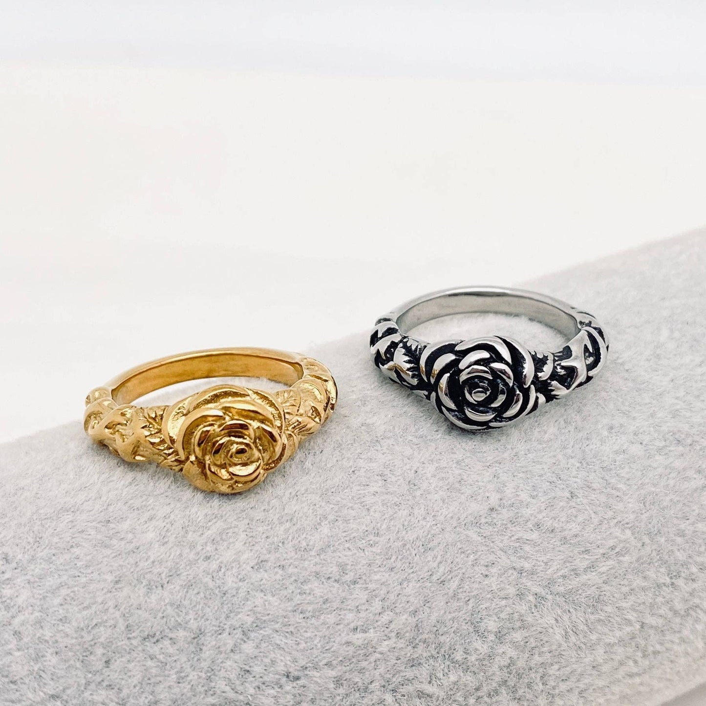 Stainless Steel Rose Ring