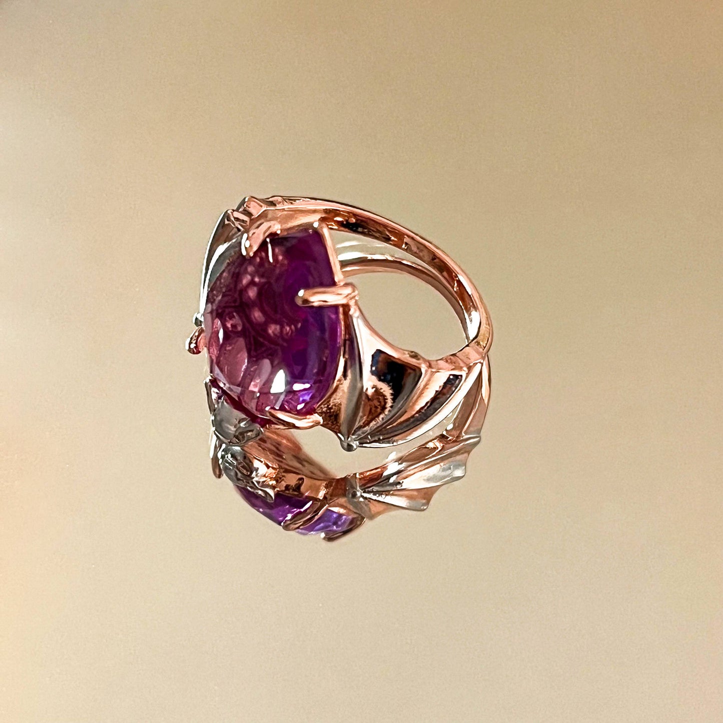 Creative Bat Ring with Purple Diamond, Fashion Statement Jew